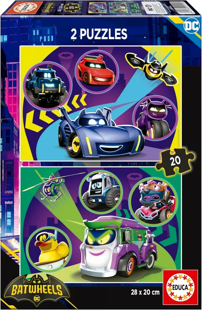 Пъзел, Educa, Batwheels, 2 в 1, 2 x 20 части