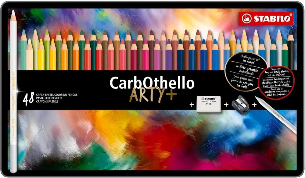 Комплект цветни моливи, Stabilo, CarbOthello ARTYplus, Метална кутия, 48 броя