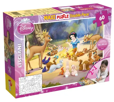 Пъзел, Lisciani, Disney Princess, Снежанка, Двулицев пъзел 60 части