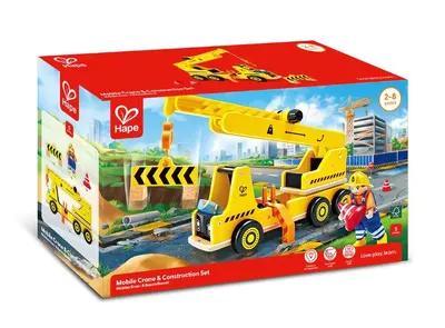 Детски дървен комплект, Hape, Подвижен кран, 5 части