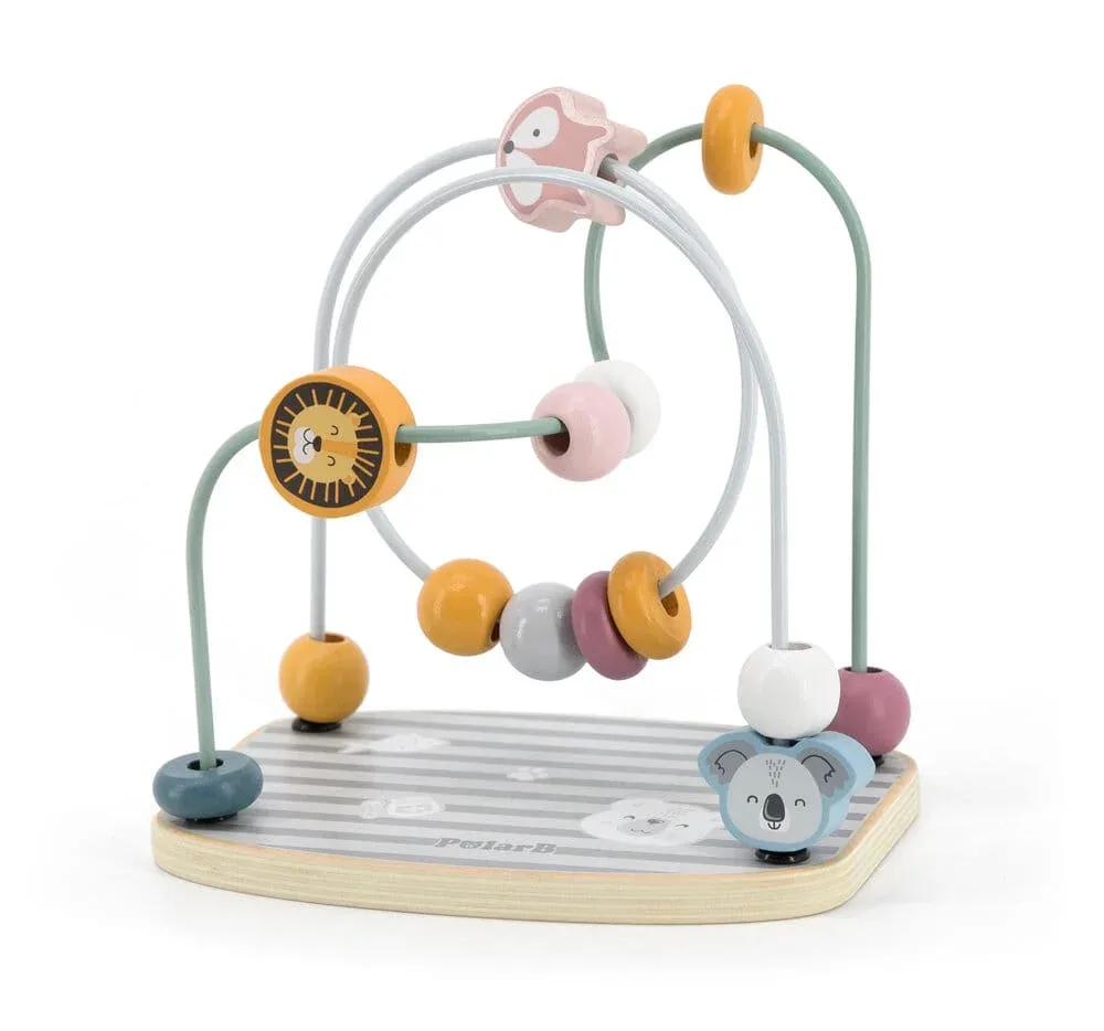 Дървена играчка VIGA - Спирала с топчета и животни Polar B
