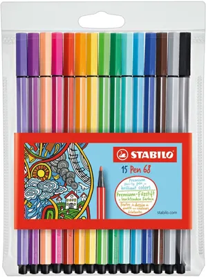 Комплект флумастери, Stabilo, Pen 68 10+5 neon, 15 цвята