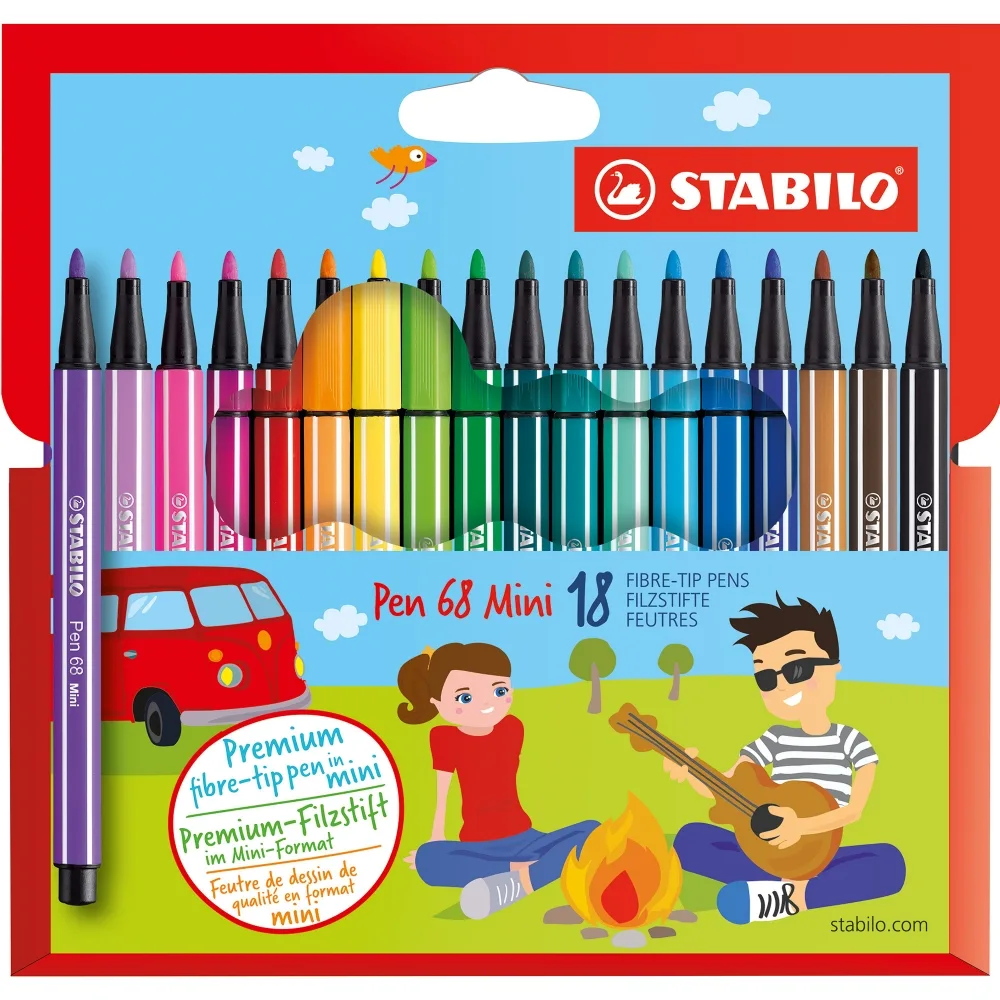 Комплект флумастери, Stabilo, Pen 68, 18 цвята