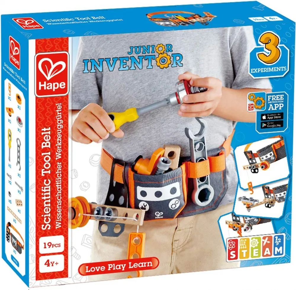 Игрален комплект, Hape, Млад изобретател, Колан с инструменти, 19 части