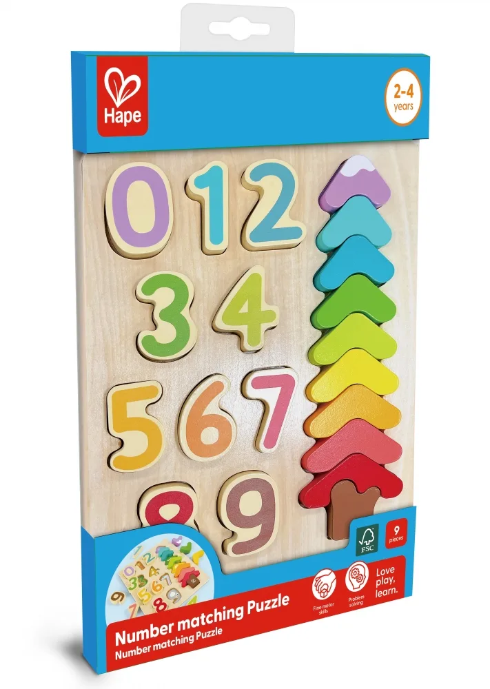 Дървен пъзел, Hape, цветове и форми, 9 части