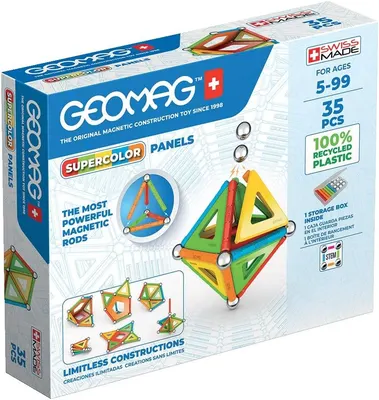Магнитен конструктор, Geomag, Supercolor Panels, 35 части