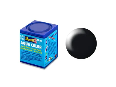 Акрилна боя, Revell, Aqua Color, Копринено черно, 18 мл