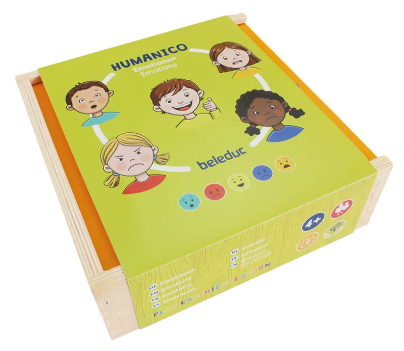 Дървена логическа игра с пъзел, Beleduc, Humanico, Емоции, 30 части