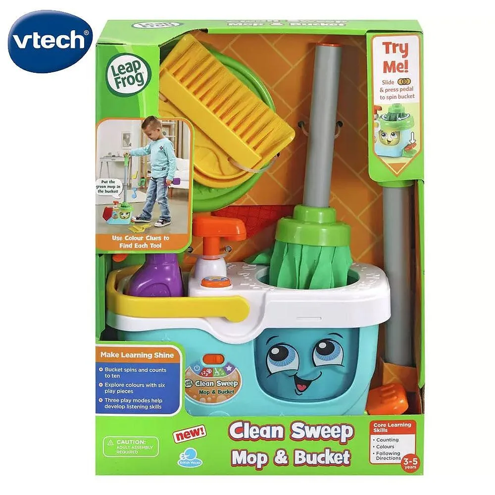 Интерактивна играчка, Vtech, Leap Frog, Кофа с принадлежности за почистване, 8.1 х 28.8 х 13.3 cm