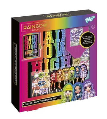 Комплект таен дневник, Totum, Rainbow high, Рисуване с диаманти, 6 части