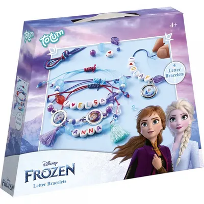 Творчески комплект, Totum, Frozen II, Гривни с букви, 4 броя