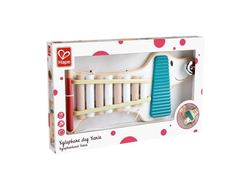 Музикална играчка, Hape, Ксилофон, Куче Ксения, 35 см