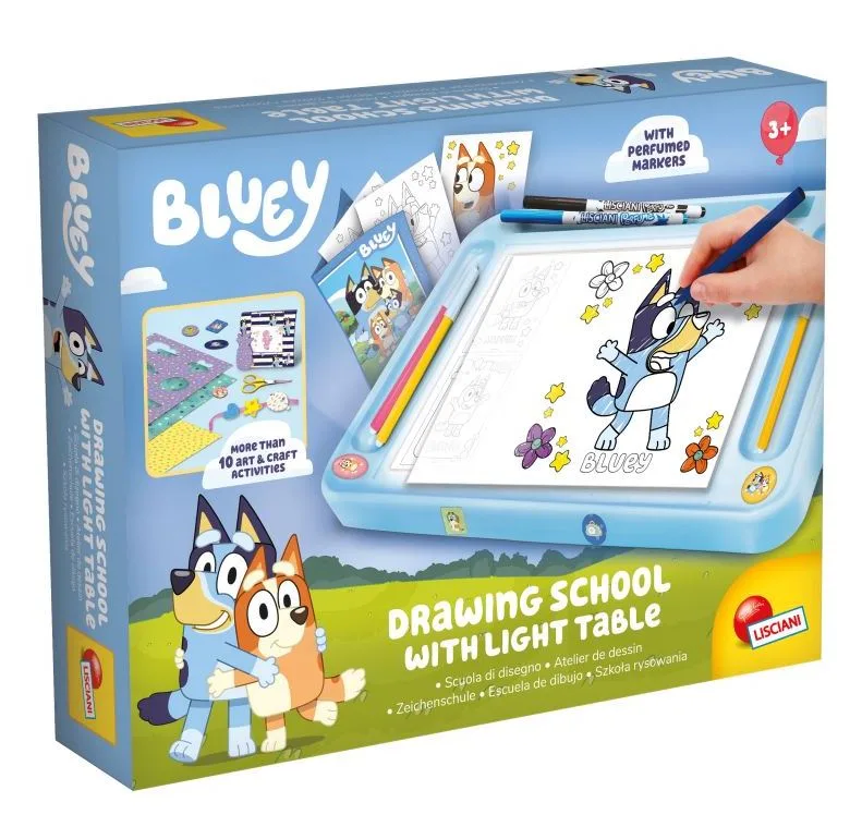 Творчески комплект, Lisciani, Bluey, Училище по рисуване със светеща дъска
