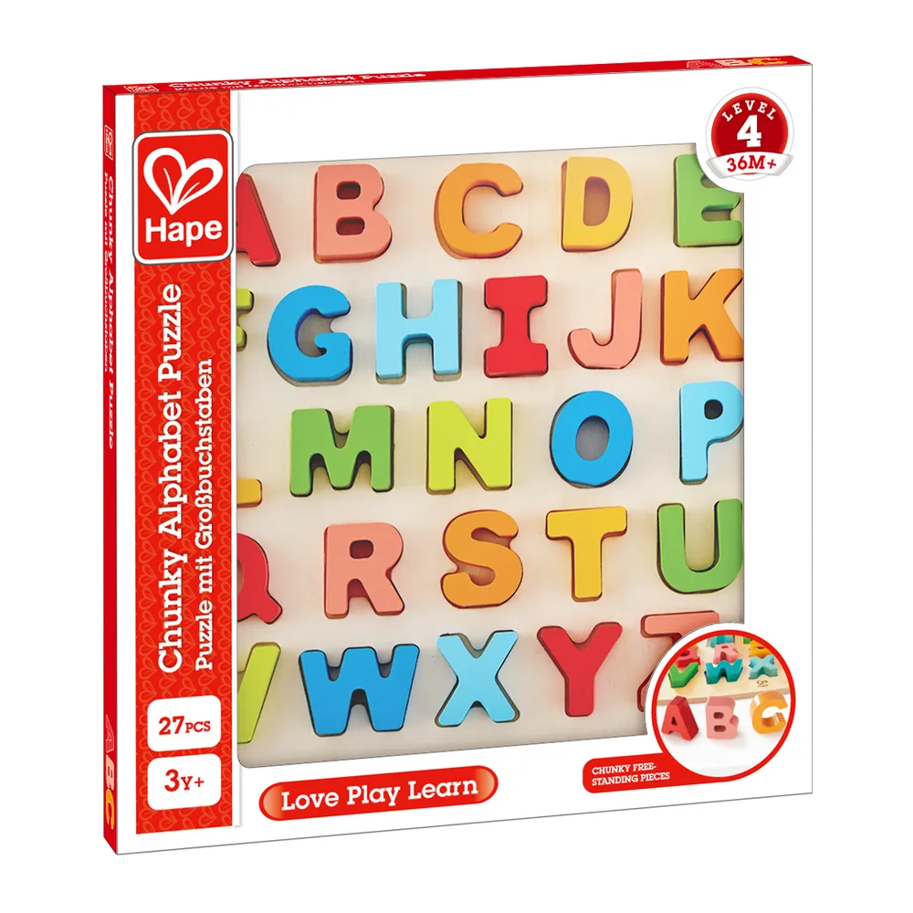 Дървен пъзел, Hape, Азбука главни букви, 27 части