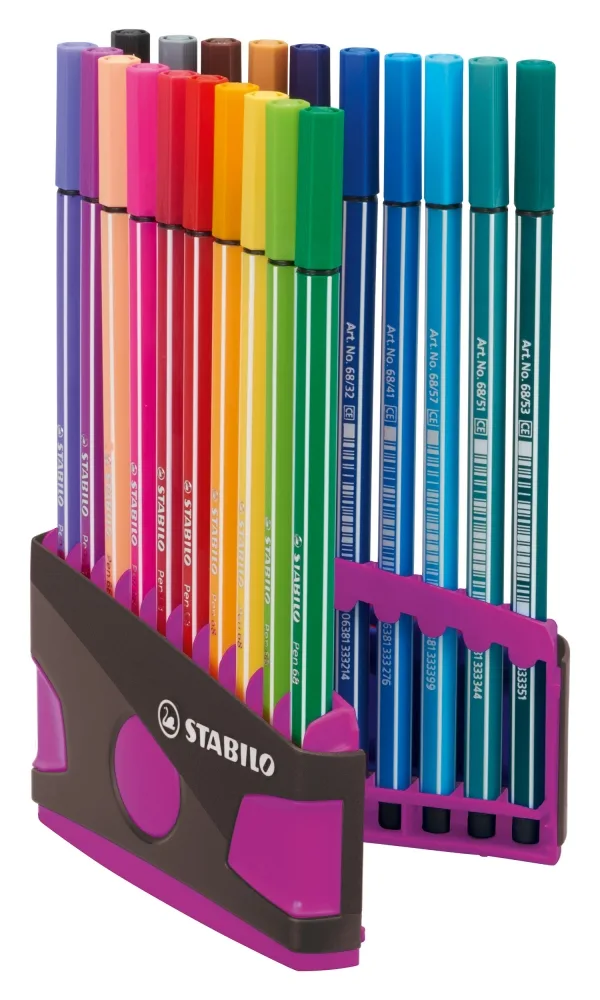 Комплект флумастери, Stabilo, Pen 68 Color Parade, дисплей, 20 цвята
