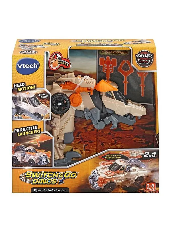 Интерактивна играчка, Vtech, Трансформер Viper, Автомобил и Динозавър Велосираптор 2 в 1