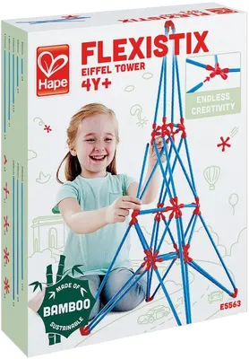 Бамбуков конструктор, Hape, Flexistix, Айфелова кула, 62 части