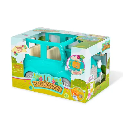 Комплект за игра, Battat, Li'l Woodzeez, Зелена кола с куфар