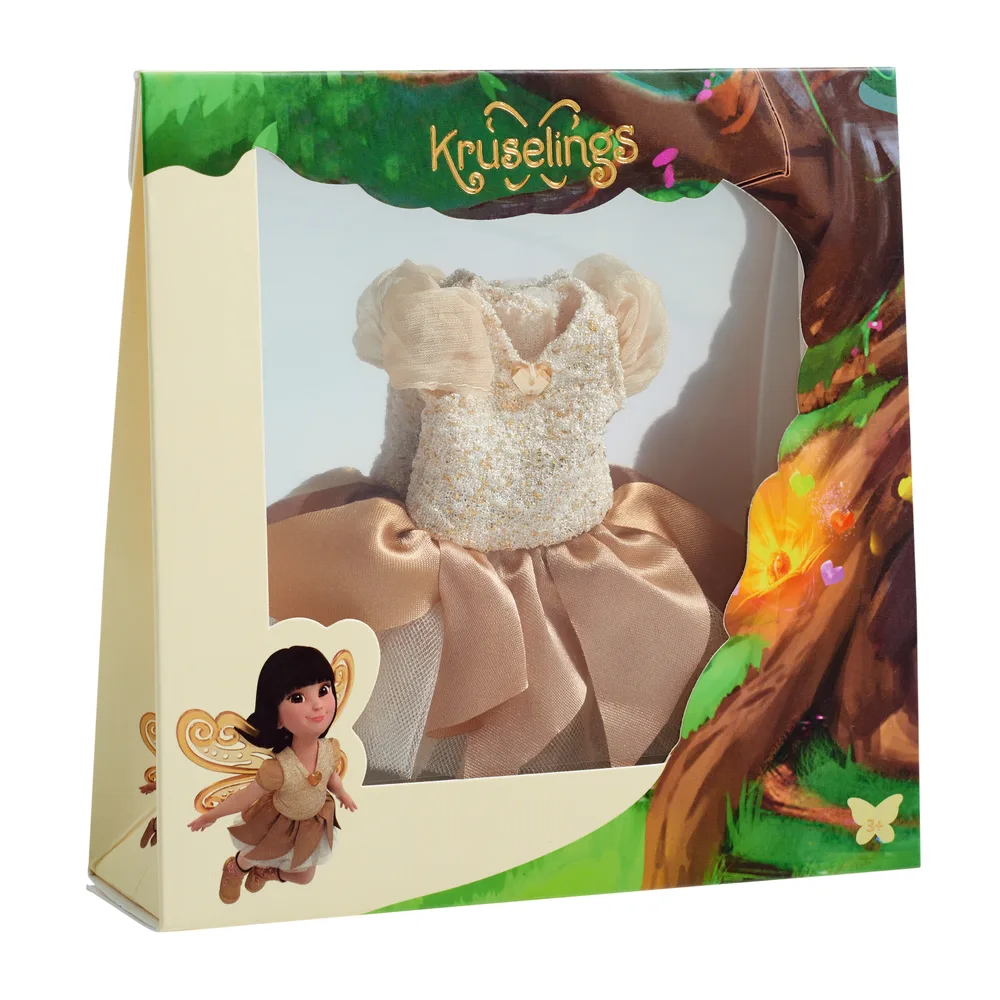 Аксесоари за кукла, Kruselings Doll, Бална рокля бежова, 16.5 см