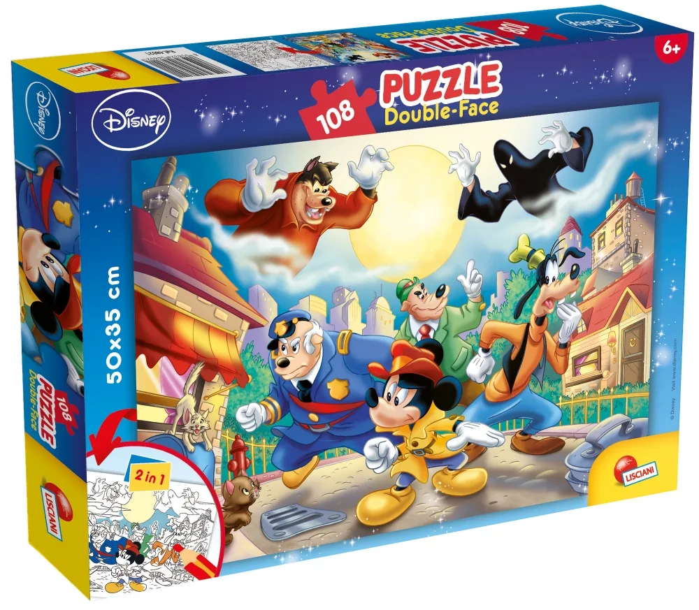 Пъзел, Lisciani, Mickey Mouse, Детектив, Двулицев пъзел 108 части