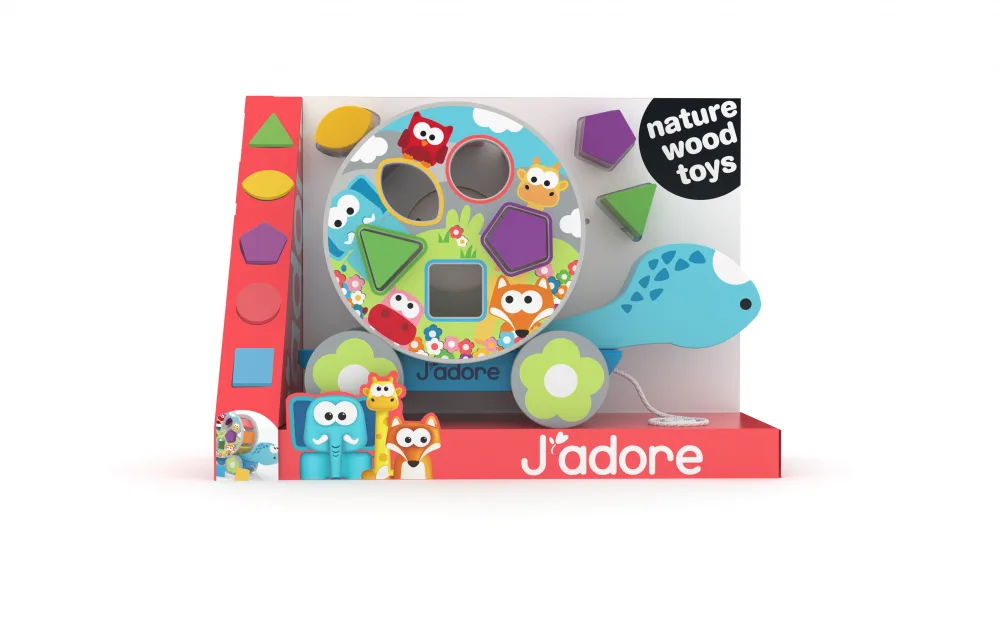 Дървена играчка за дърпане, J'adore, Костенурка сортер