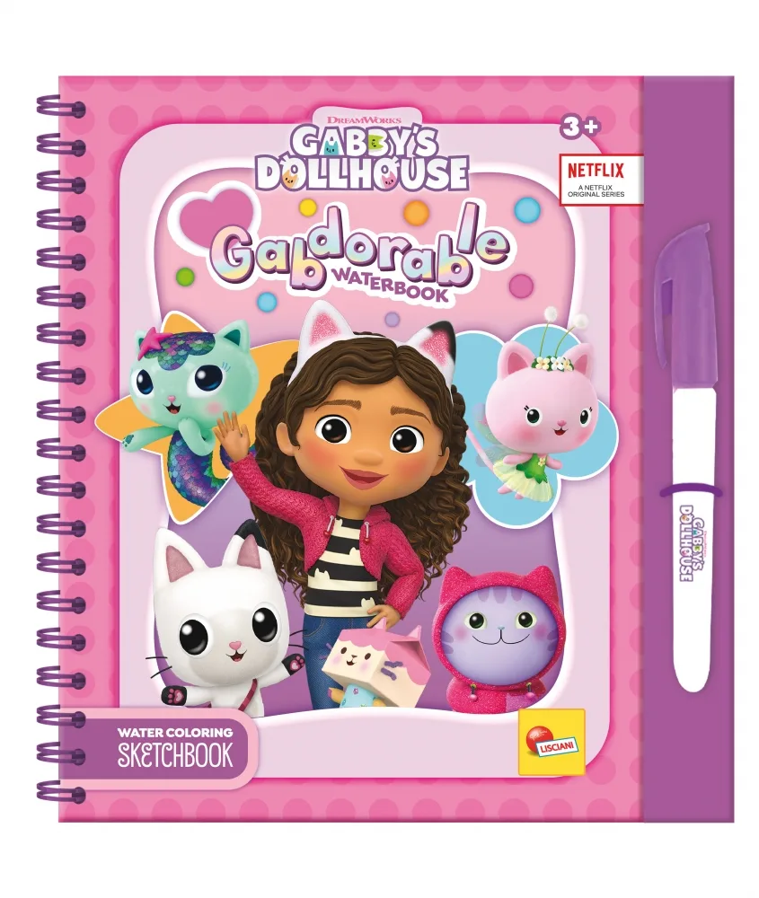 Творчески комплект, Lisciani, Gabby's Dollhouse, Книжка за оцветяване с вода, Gabdorable