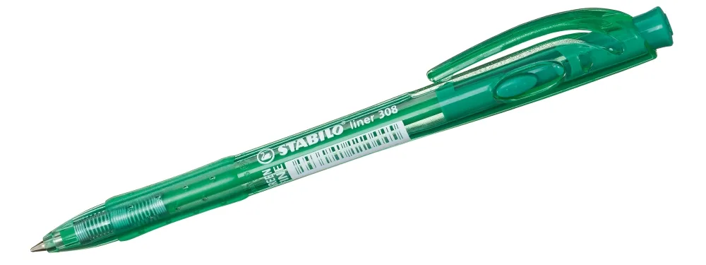 Химикалка с механизъм, Stabilo, Liner F, Зелен