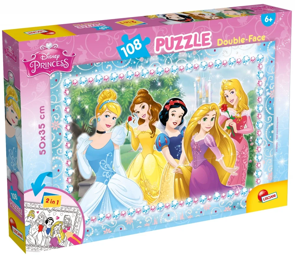 Пъзел, Lisciani, Disney Princess, Двулицев пъзел 108 части