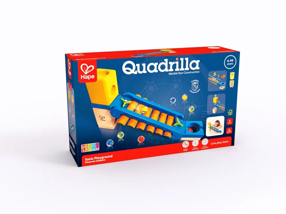 Комплект дървена писта, Hape, Quadrilla, Музикална пързалка, 5 части
