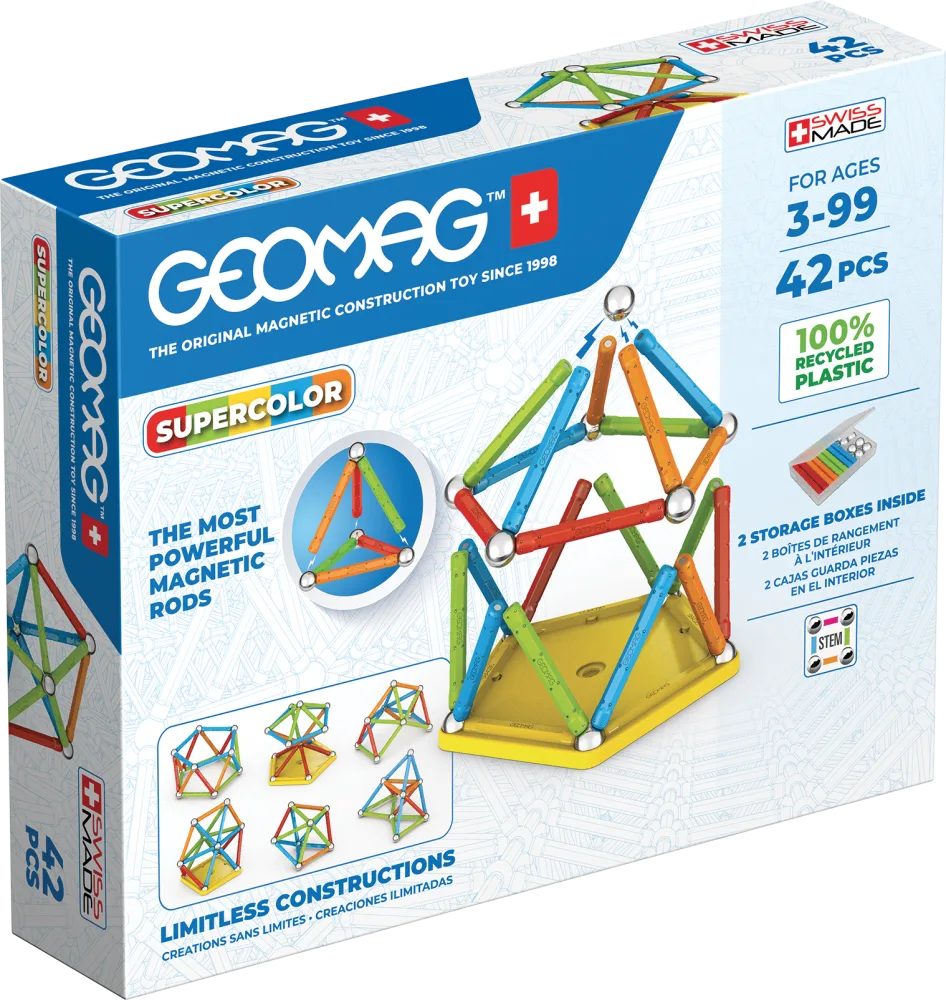 Магнитен конструктор, Geomag, Supercolor, 42 части