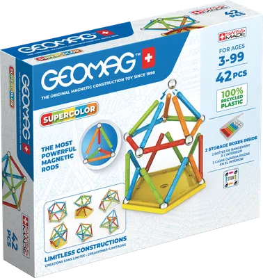 Магнитен конструктор, Geomag, Supercolor, 42 части