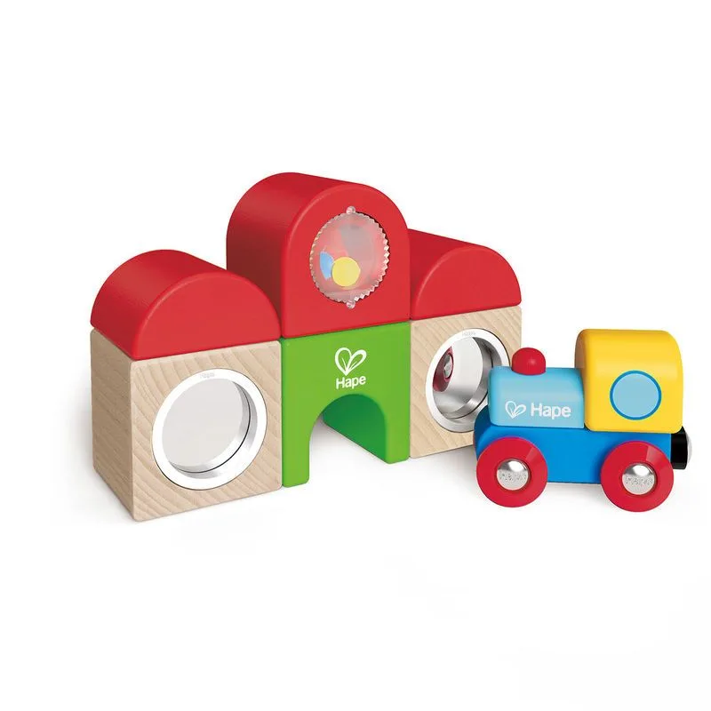 Дървен комплект, Hape, Гара от кубчета, 5 части