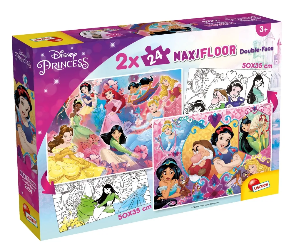 Пъзел, Lisciani, Disney Princess, Двулицев пъзел 2 х 24 части