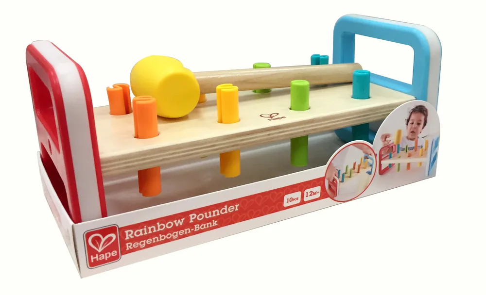 Дървен комплект, Hape, Игра с чукче, Дъга, 10 части