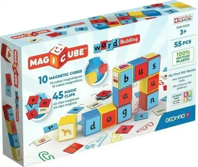 Магнитен конструктор, Geomag, Magicube, Съставяне на думи, 55 части