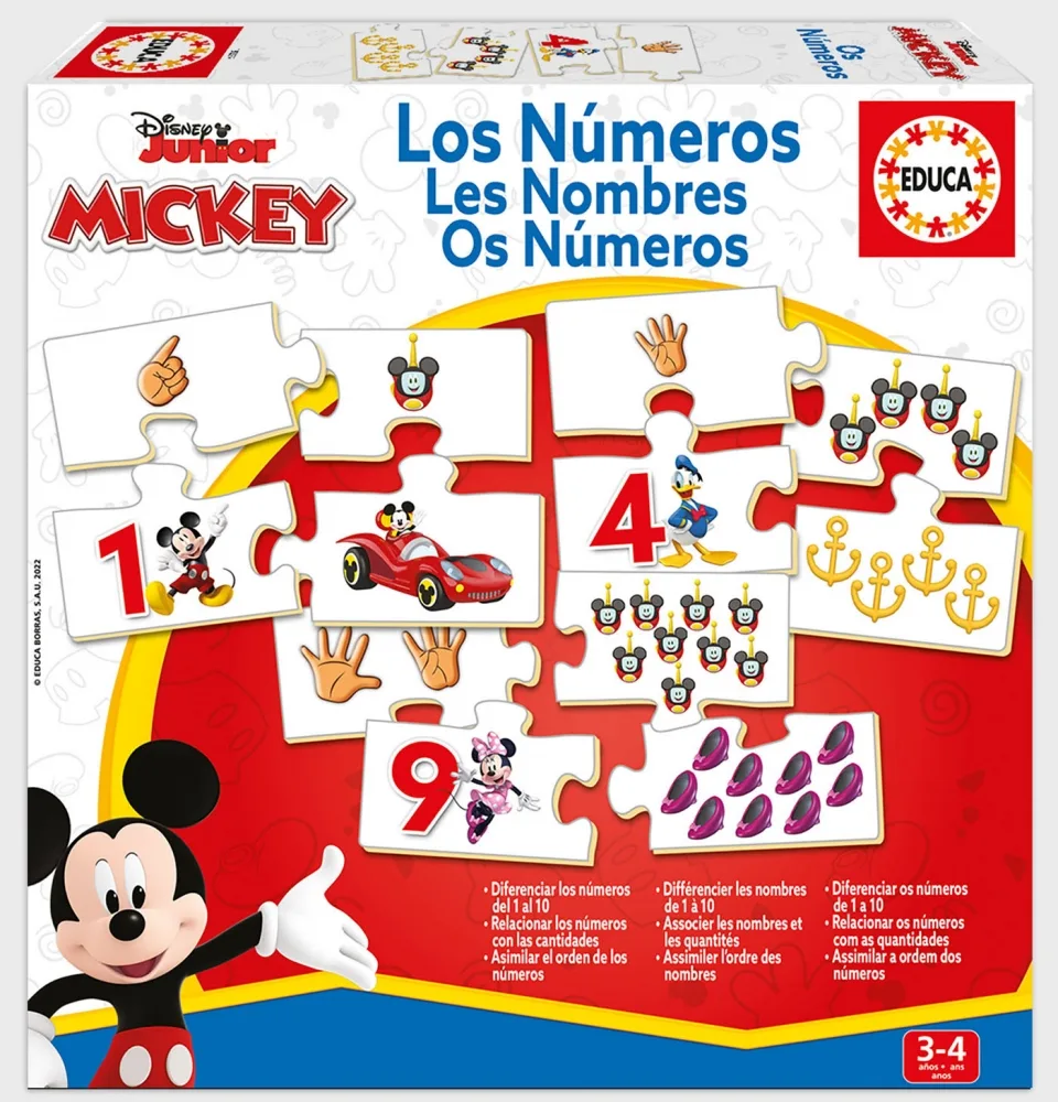 Образователен пъзел, Educa, Mickey and Friends, Числа, 40 части