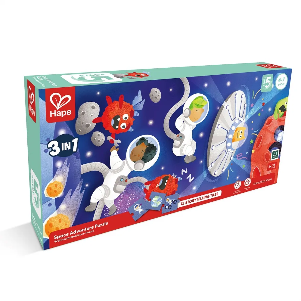 Пъзел, Hape, Галактика 3 в 1, 3 x 36 части