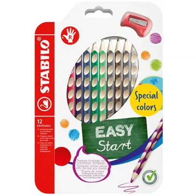Комплект ергономични цветни моливи, Stabilo, EASYcolors right, 12 цвята, дясна ръка