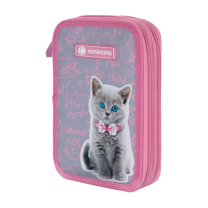 Двоен несесер, Astra, AC2, Pinky Kitty, Без аксесоари, 20,5 x 13 x 4,5 см