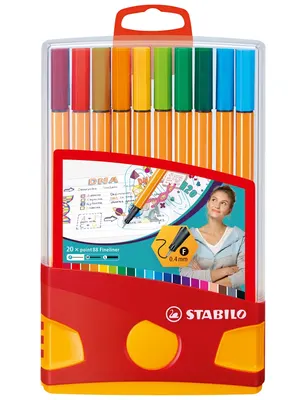 Комплект тънкописци, Stabilo, Point 88 Color Parade, 20 цвята