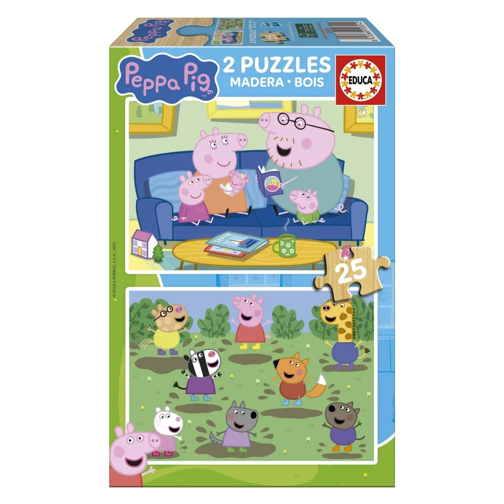 Дървен пъзел, Educa, Peppa Pig, 2 x 25 части