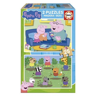 Дървен пъзел, Educa, Peppa Pig, 2 x 25 части