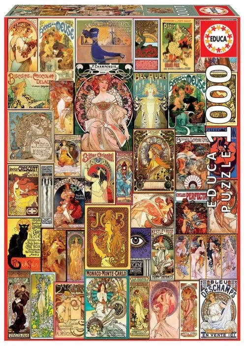 Пъзел, Educa, Плакат колаж, ART NOUVEAU, 1000 части