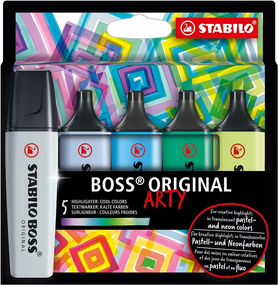 Комплект текст маркери, Stabilo, Boss Original, Arty Cool Colors, 5 цвята