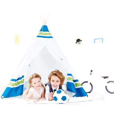 Палатка за игра, Hape, Синя, 121 x 151 x 121 см
