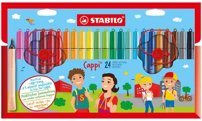 Комплект флумастери, Stabilo, Cappi, 24 цвята