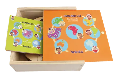 Дървена логическа игра с пъзел, Beleduc, Humanico, Континенти, 30 части