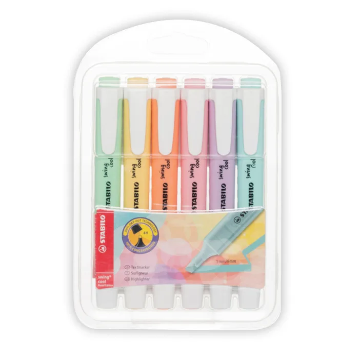 Комплект текст маркери, Stabilo, Swing Cool Pastel, 6 цвята