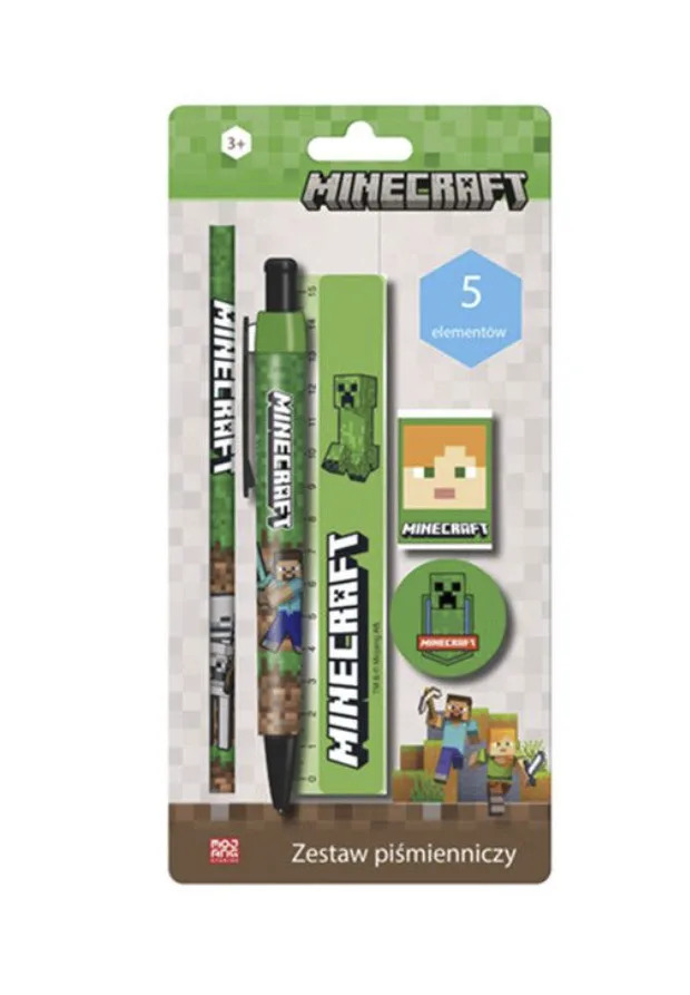 Комплект канцеларски материали, Astra, MINECRAFT, 5 броя, Блистерна опаковка
