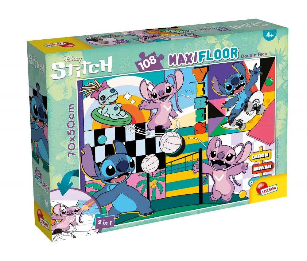 Пъзел, Lisciani, Stitch, Лило и Стич, Двулицев пъзел 108 части
